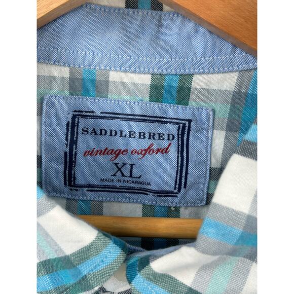 SaddleBred Oxford Check Multi-Color Long Sleeve Button-Up Men’s Shirt XLarge - Picture 3 of 11